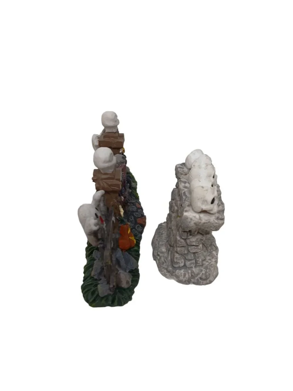 Halloween Village Figurines Spooky Haunted Fence Ghosts Tree Bats Decor #E-M3